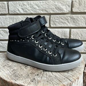 GEOX Kathe Black High Top Leather Sneakers Sz3.5